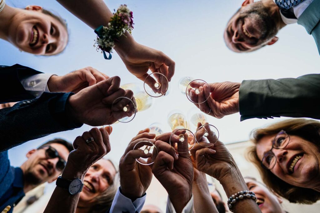 Hochzeitsfotos Landshut Sektempfang